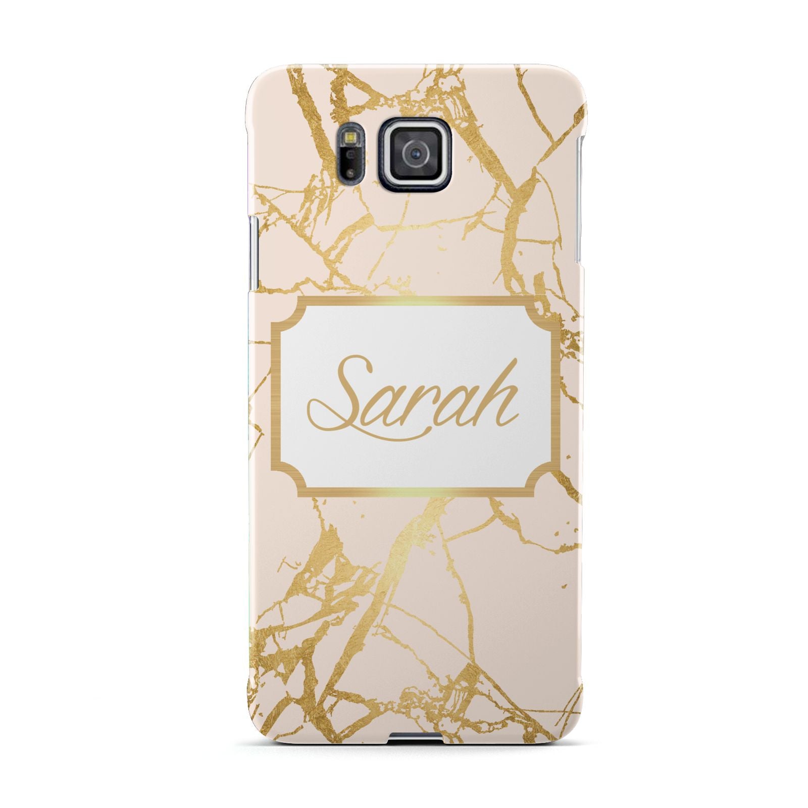 Personalised Gold Marble Pink Name Samsung Galaxy Alpha Case