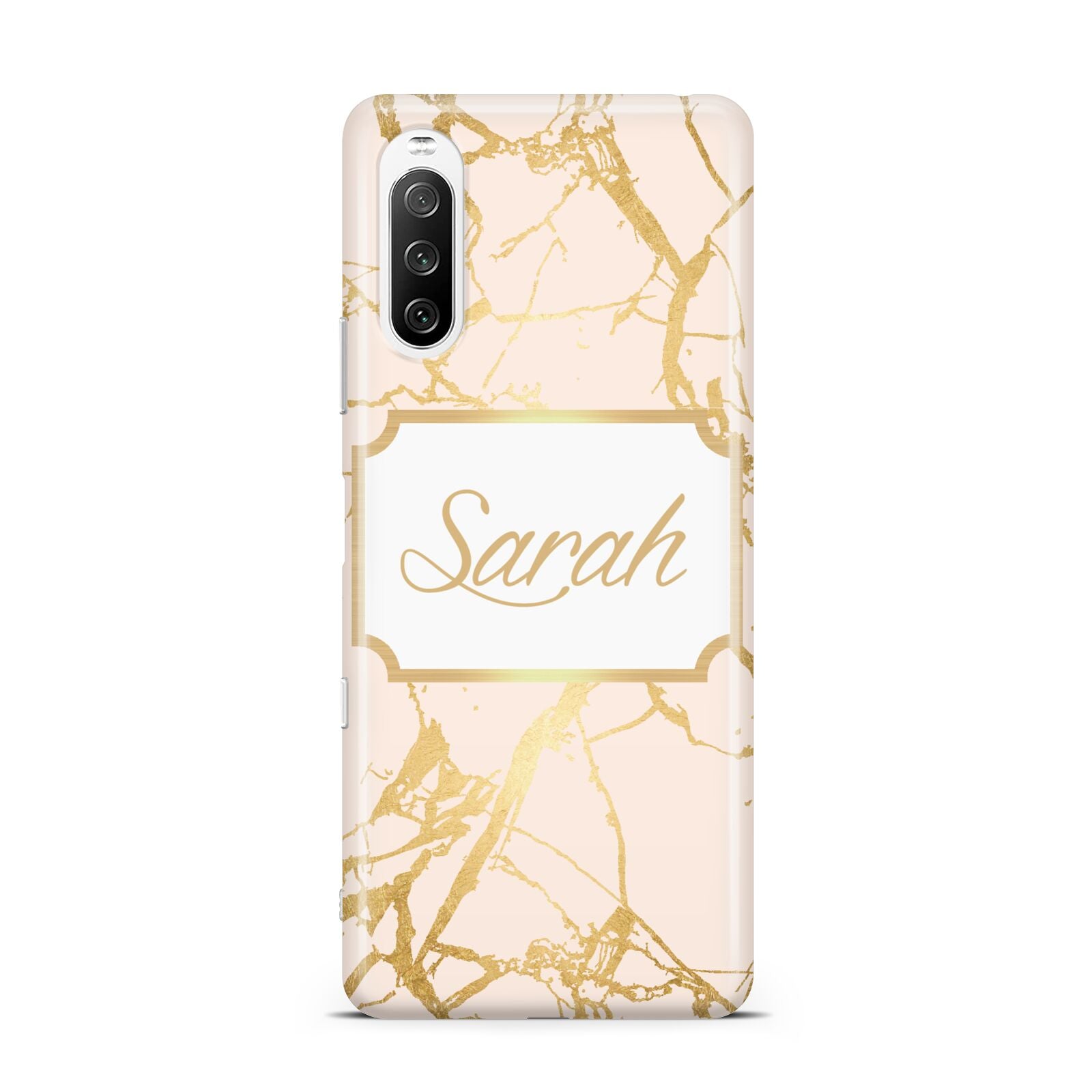 Personalised Gold Marble Pink Name Sony Xperia 10 III Case