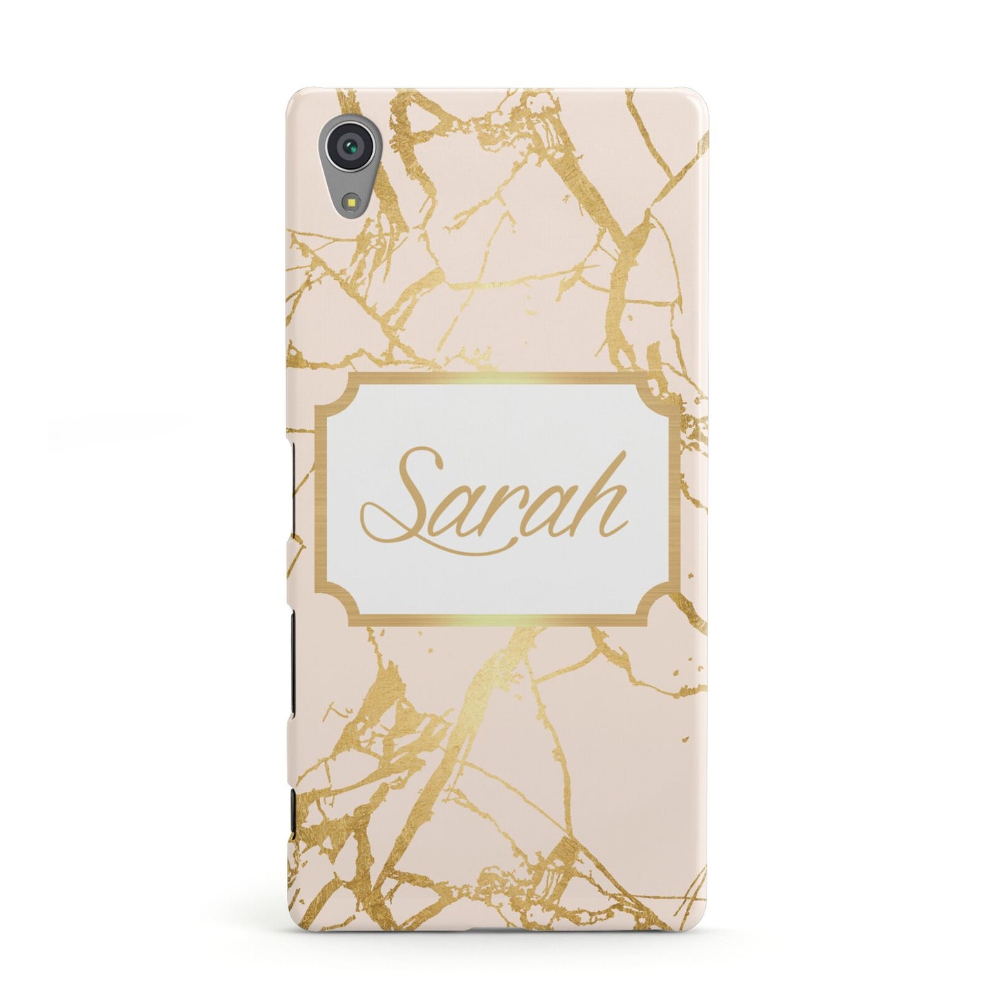 Personalised Gold Marble Pink Name Sony Xperia Case