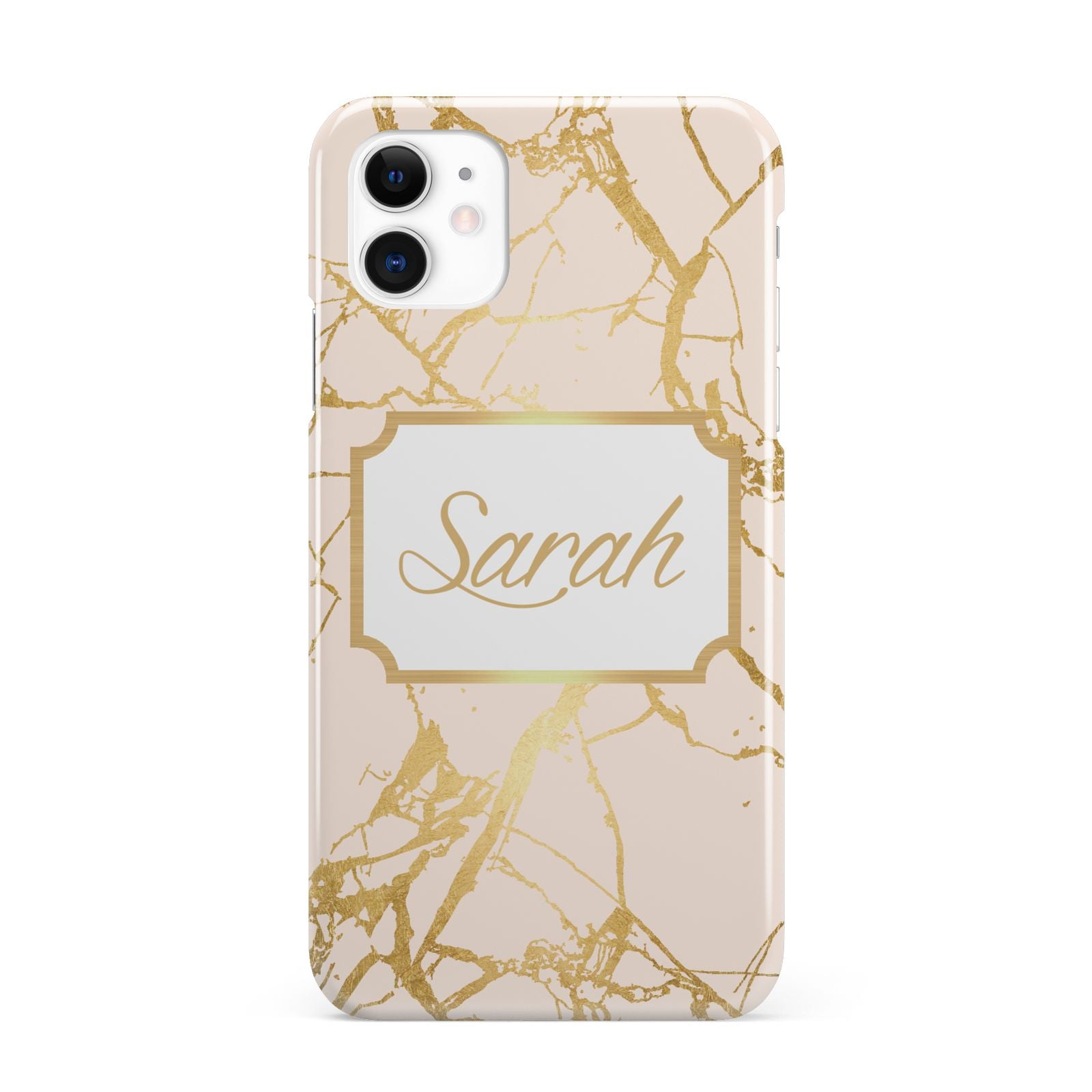 Personalised Gold Marble Pink Name iPhone 11 3D Snap Case