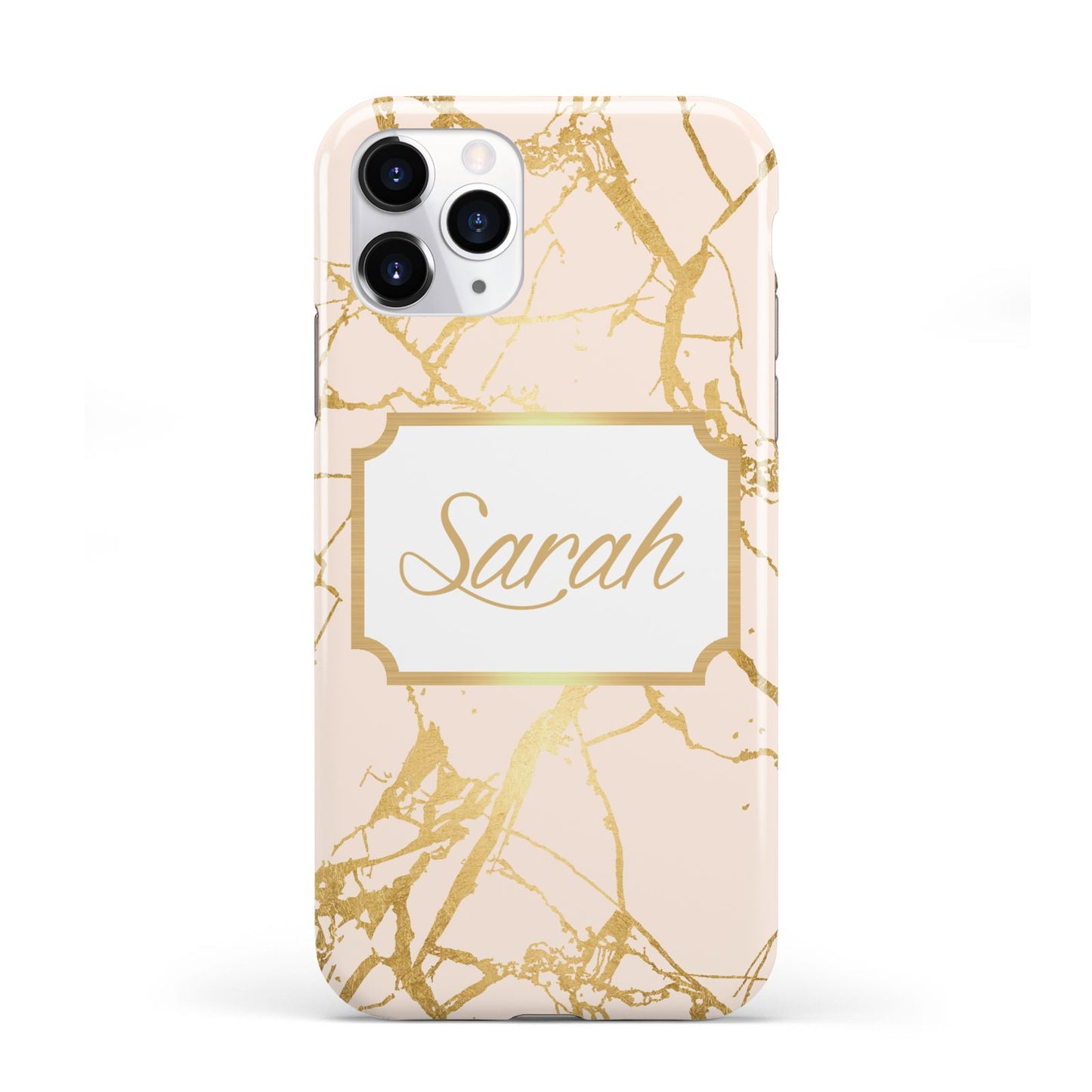 Personalised Gold Marble Pink Name iPhone 11 Pro 3D Tough Case