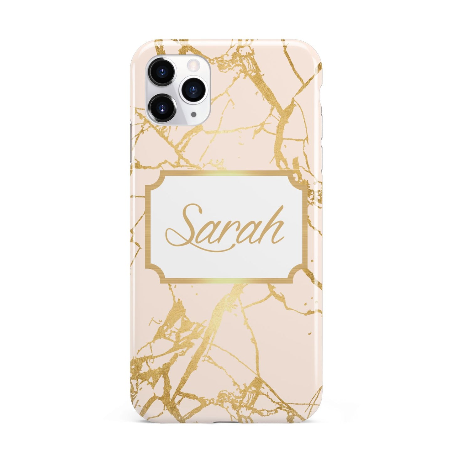 Personalised Gold Marble Pink Name iPhone 11 Pro Max 3D Tough Case