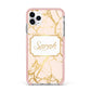 Personalised Gold Marble Pink Name iPhone 11 Pro Max Impact Pink Edge Case