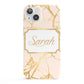 Personalised Gold Marble Pink Name iPhone 13 Full Wrap 3D Snap Case