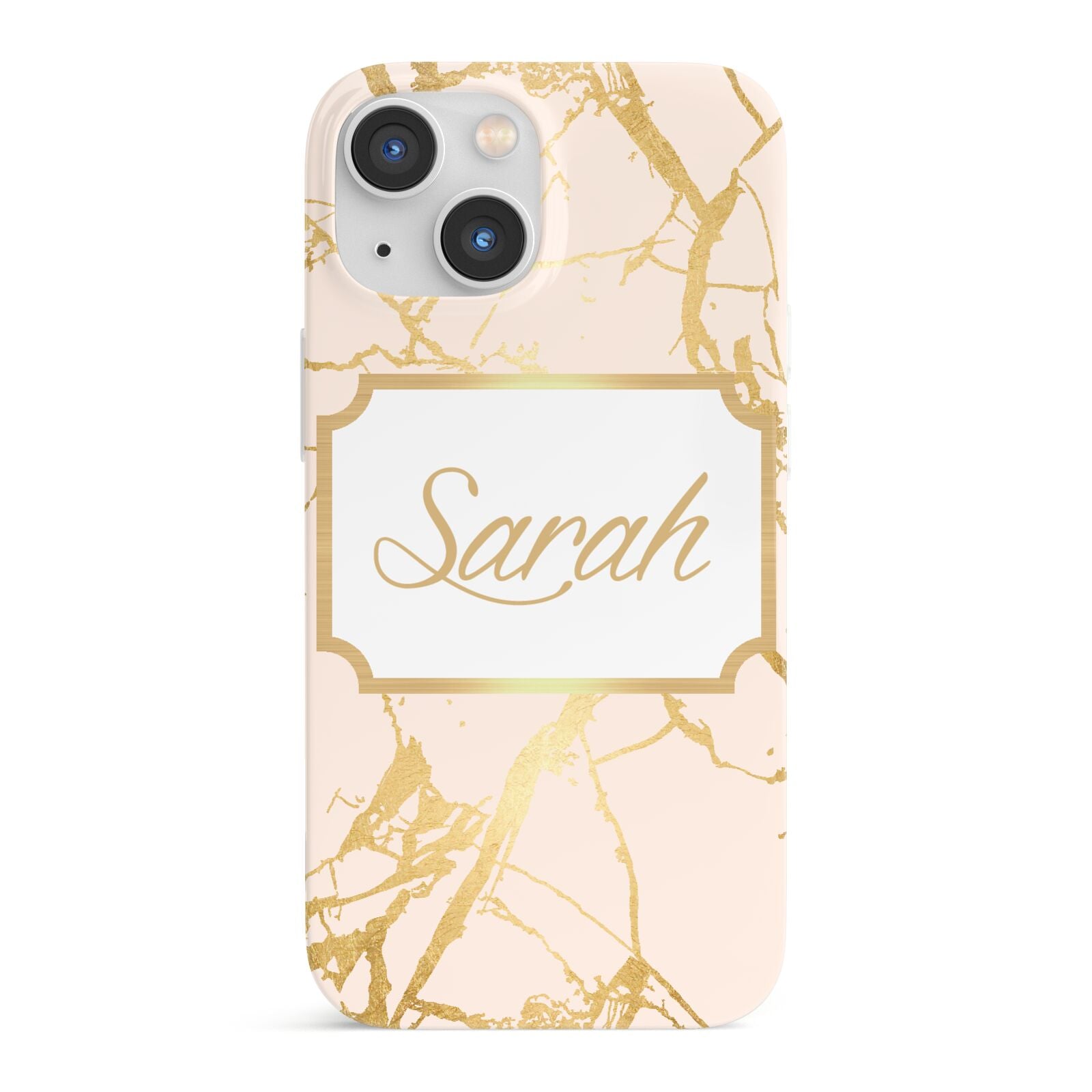 Personalised Gold Marble Pink Name iPhone 13 Mini Full Wrap 3D Snap Case
