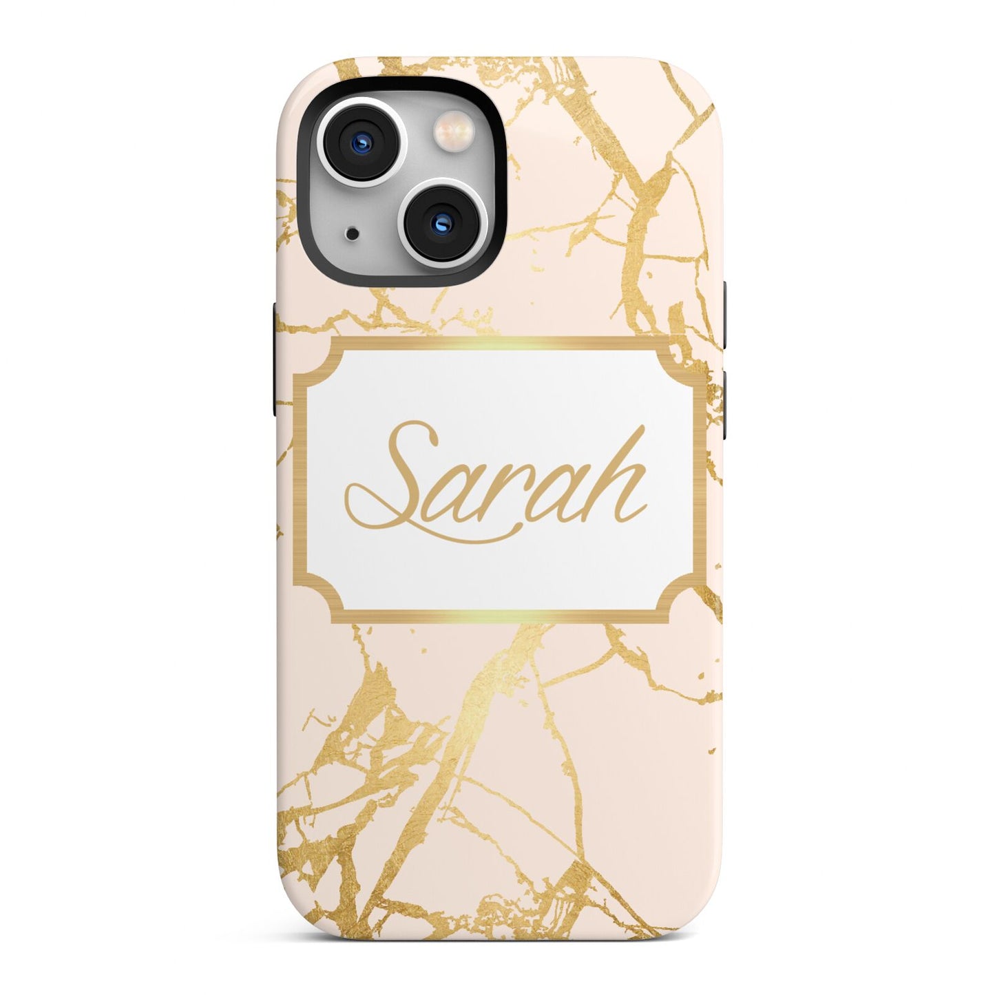 Personalised Gold Marble Pink Name iPhone 13 Mini Full Wrap 3D Tough Case