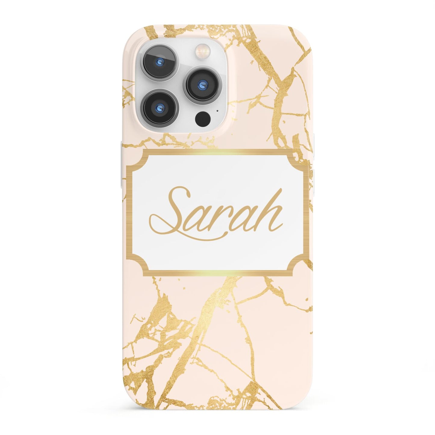 Personalised Gold Marble Pink Name iPhone 13 Pro Full Wrap 3D Snap Case