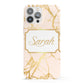 Personalised Gold Marble Pink Name iPhone 13 Pro Max Full Wrap 3D Snap Case