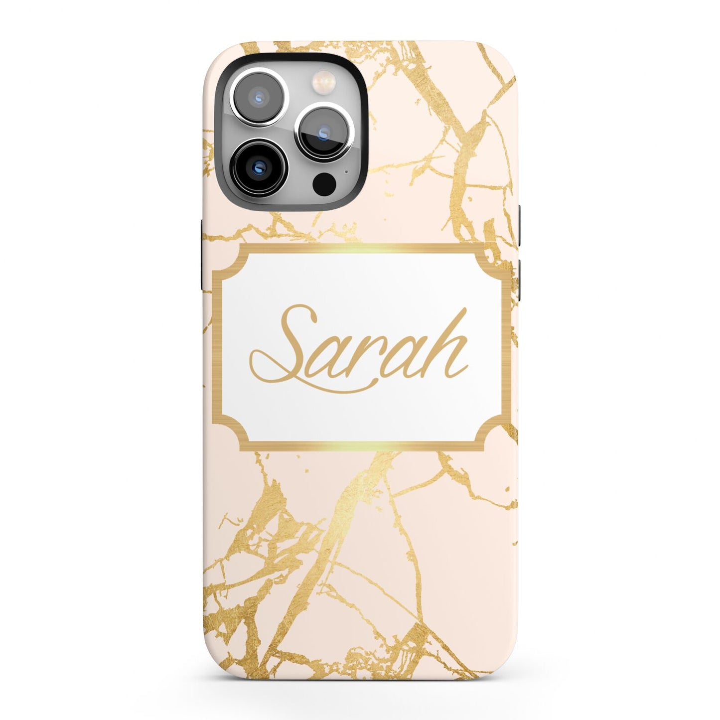 Personalised Gold Marble Pink Name iPhone 13 Pro Max Full Wrap 3D Tough Case