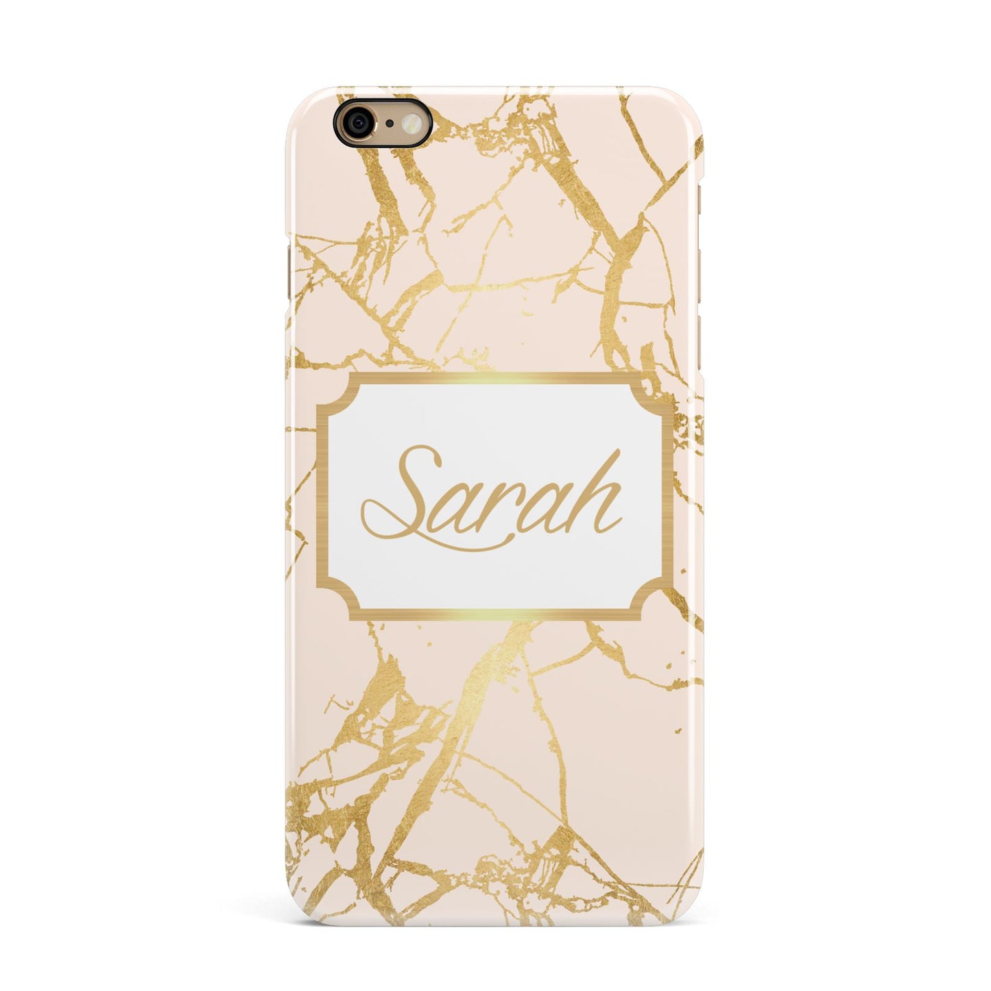 Personalised Gold Marble Pink Name iPhone 6 Plus 3D Snap Case on Gold Phone