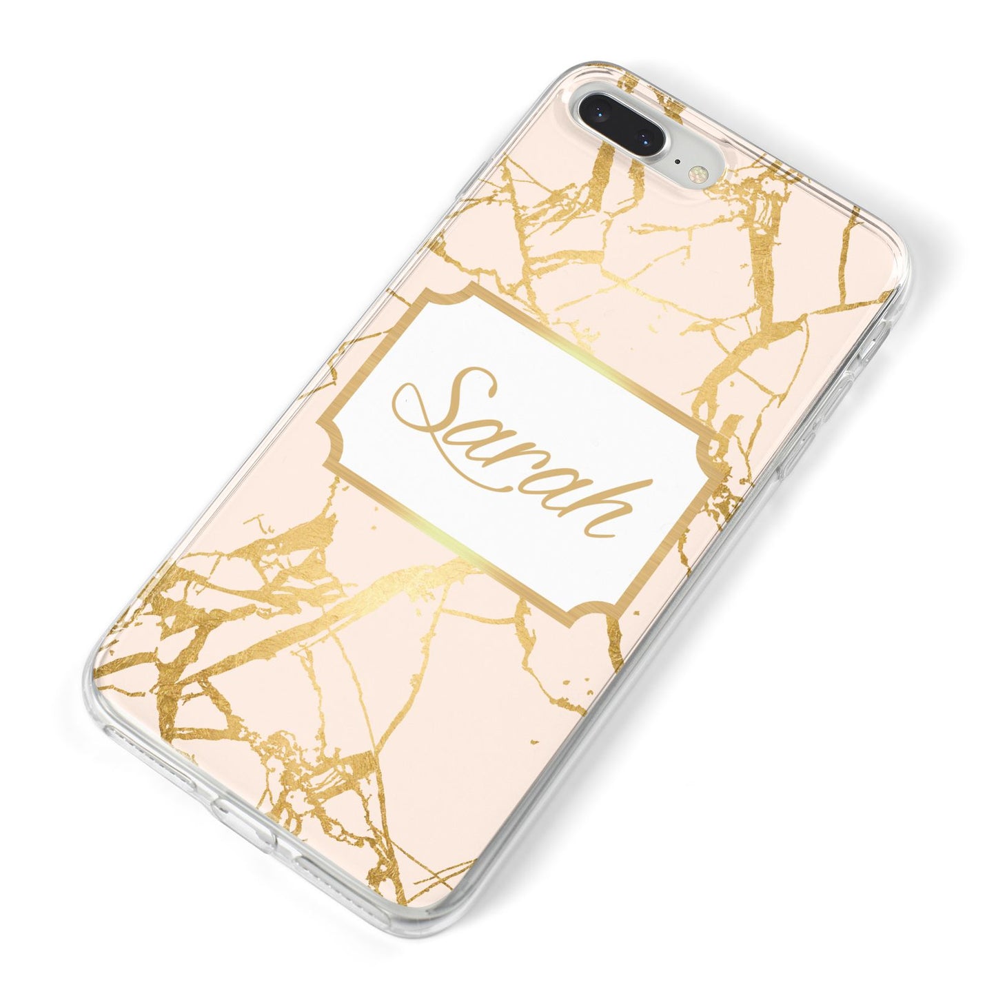 Personalised Gold Marble Pink Name iPhone 8 Plus Bumper Case on Silver iPhone Alternative Image