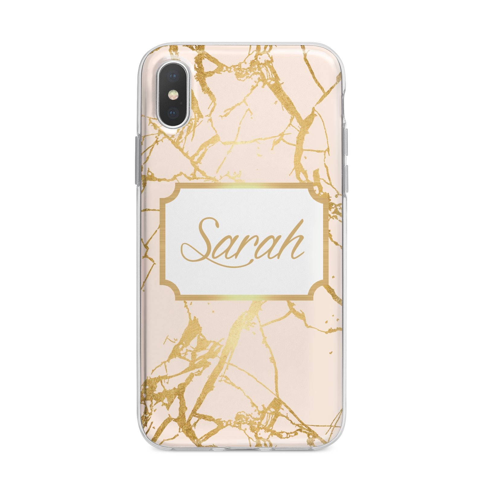 Personalised Gold Marble Pink Name iPhone X Bumper Case on Silver iPhone Alternative Image 1