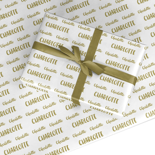 Personalised Gold Name Custom Wrapping Paper