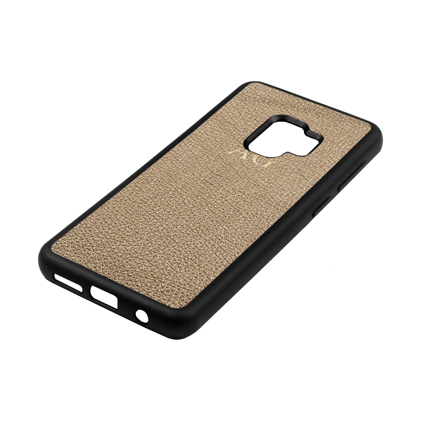 Personalised Gold Pebble Leather Samsung S9 Case Side Angle
