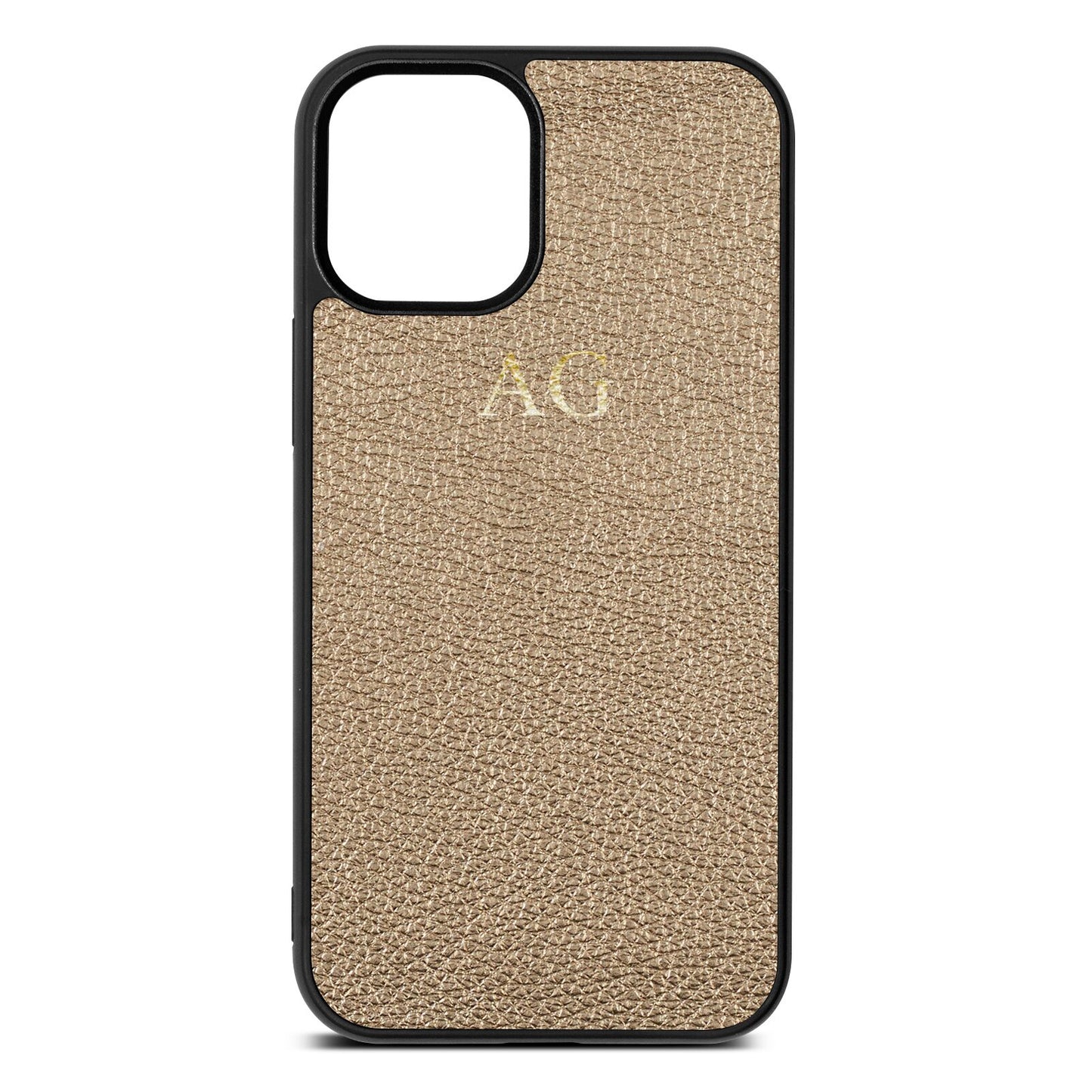Personalised Gold Pebble Leather iPhone 12 Mini Case