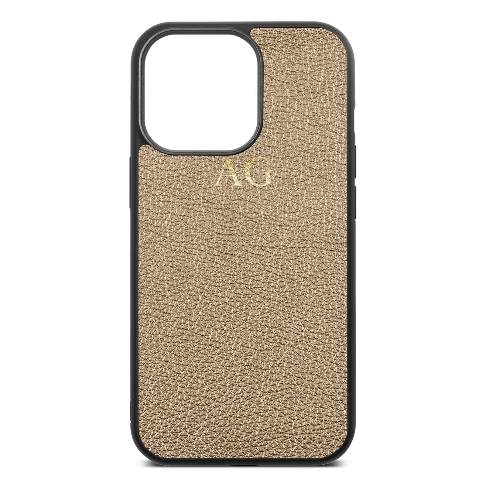 Personalised Gold Pebble Leather iPhone 13 Pro Case