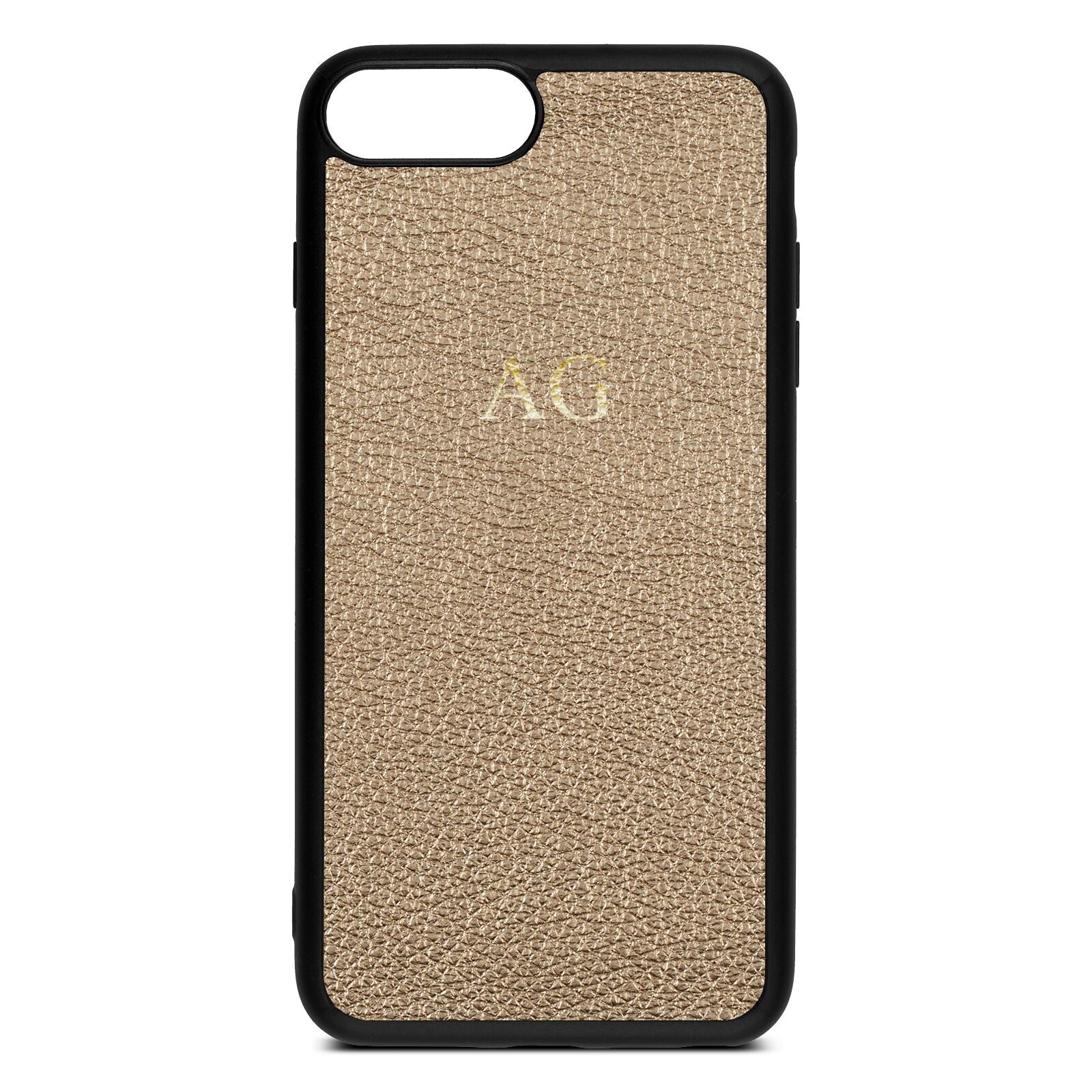 Personalised Gold Pebble Leather iPhone 8 Plus Case