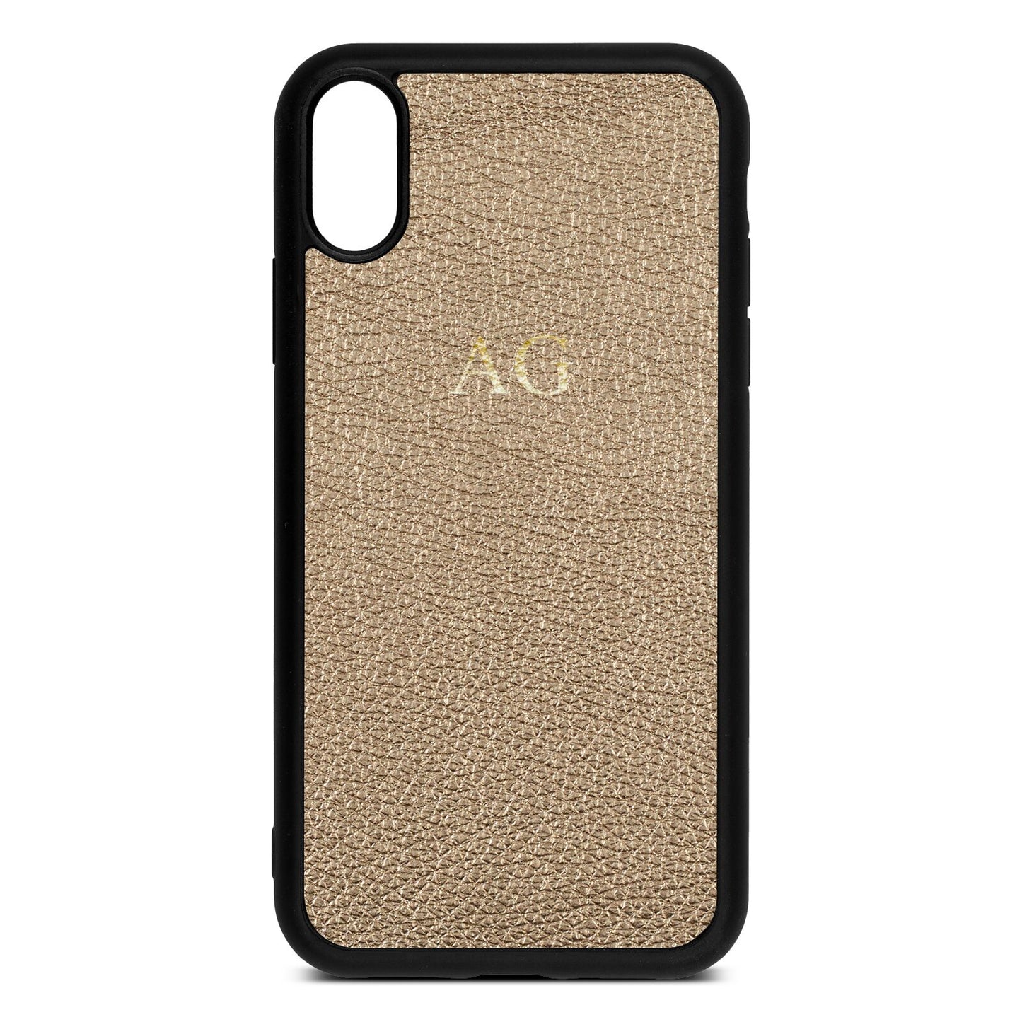 Personalised Gold Pebble Leather iPhone Xr Case