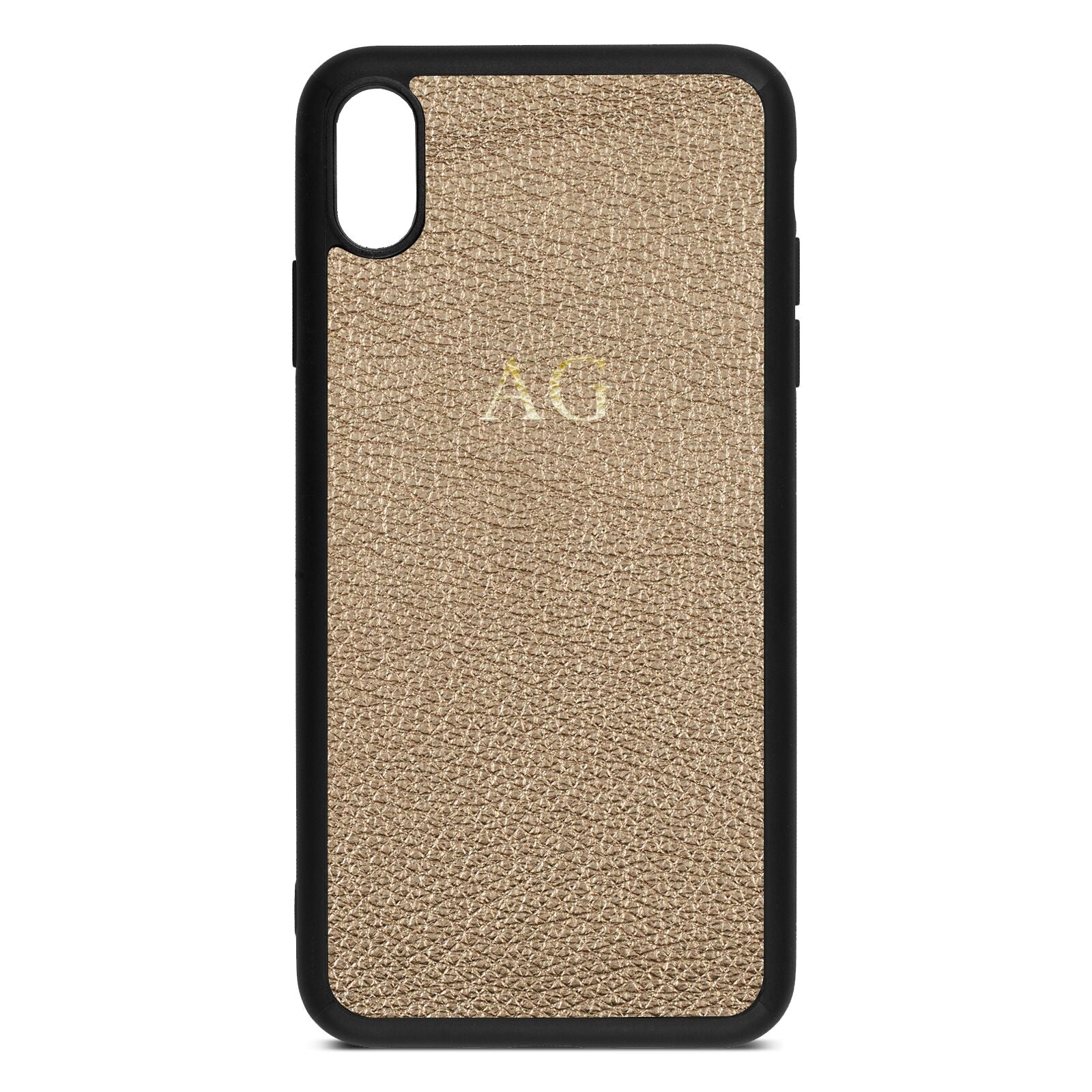 Personalised Gold Pebble Leather iPhone Xs Max Case