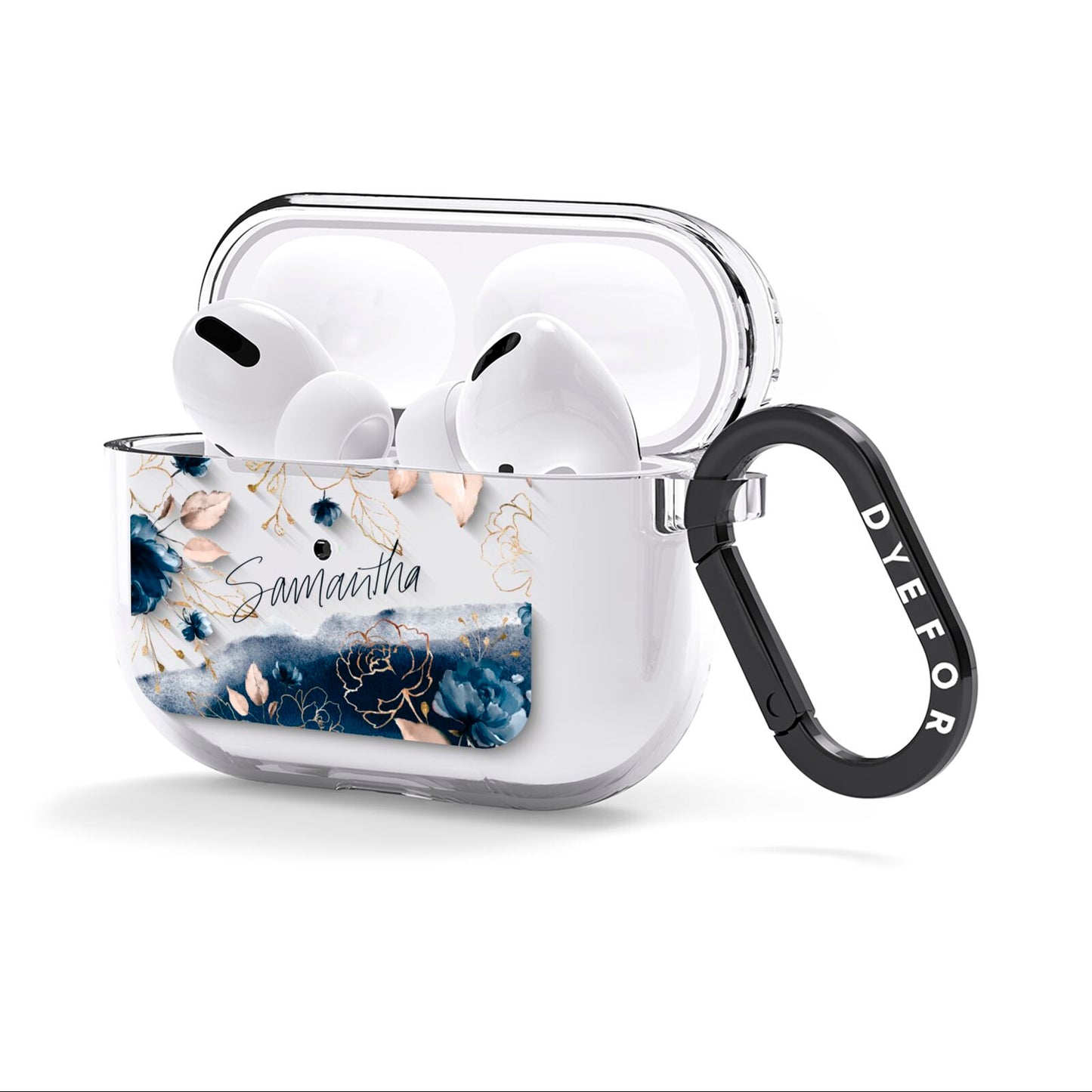 Personalised Gold Peonies AirPods Clear Case 3rd Gen Side Image