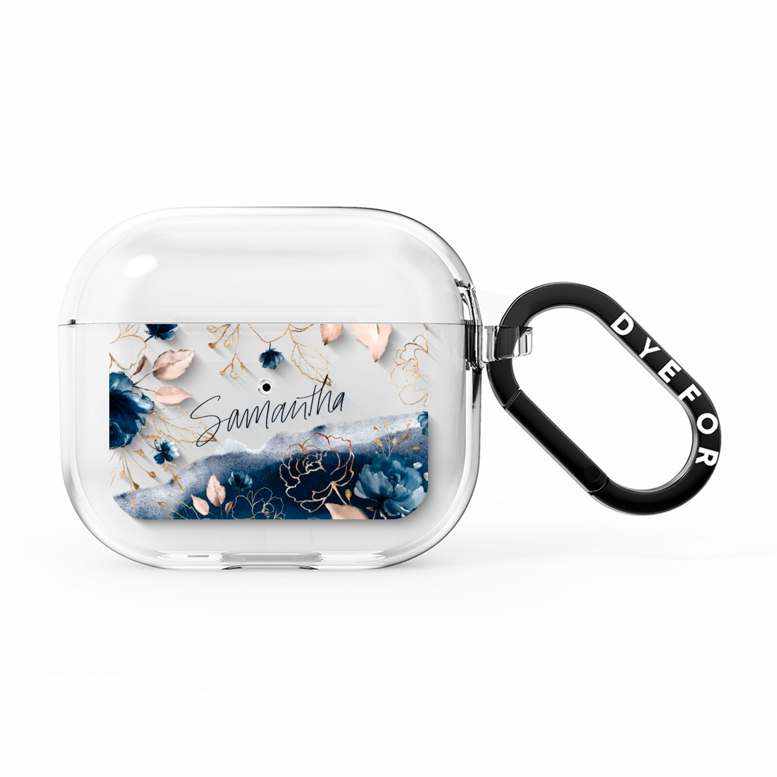 Personalised Gold Peonies AirPods Clear Case 3rd Gen