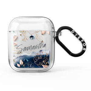 Personalised Gold Peonies AirPods Case