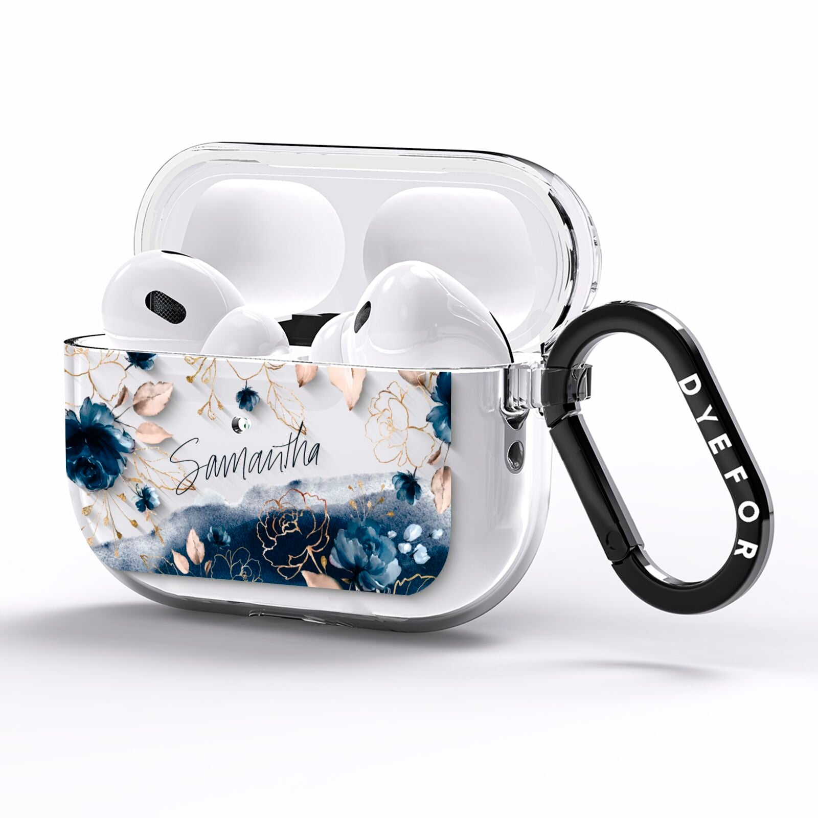 Personalised Gold Peonies AirPods Pro Clear Case Side Image