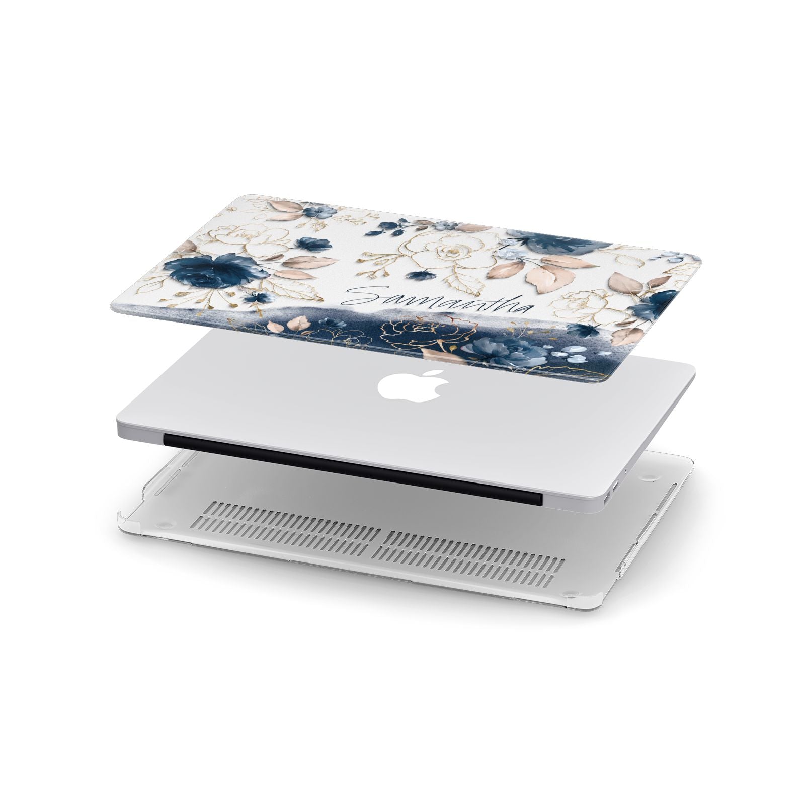 Personalised Gold Peonies Apple MacBook Case in Detail