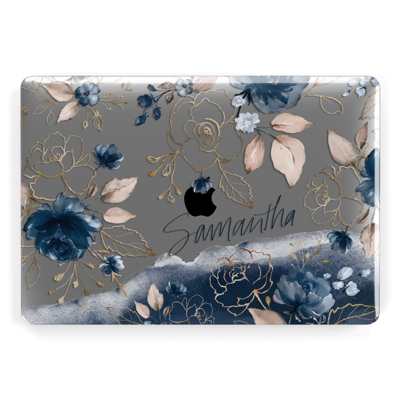 Personalised Gold Peonies Apple MacBook Case
