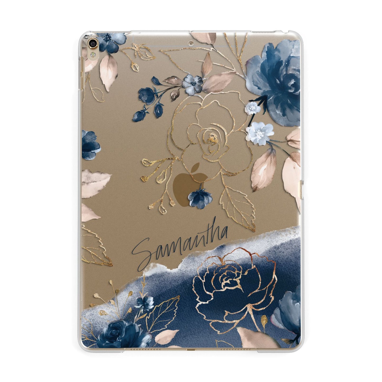 Personalised Gold Peonies Apple iPad Gold Case