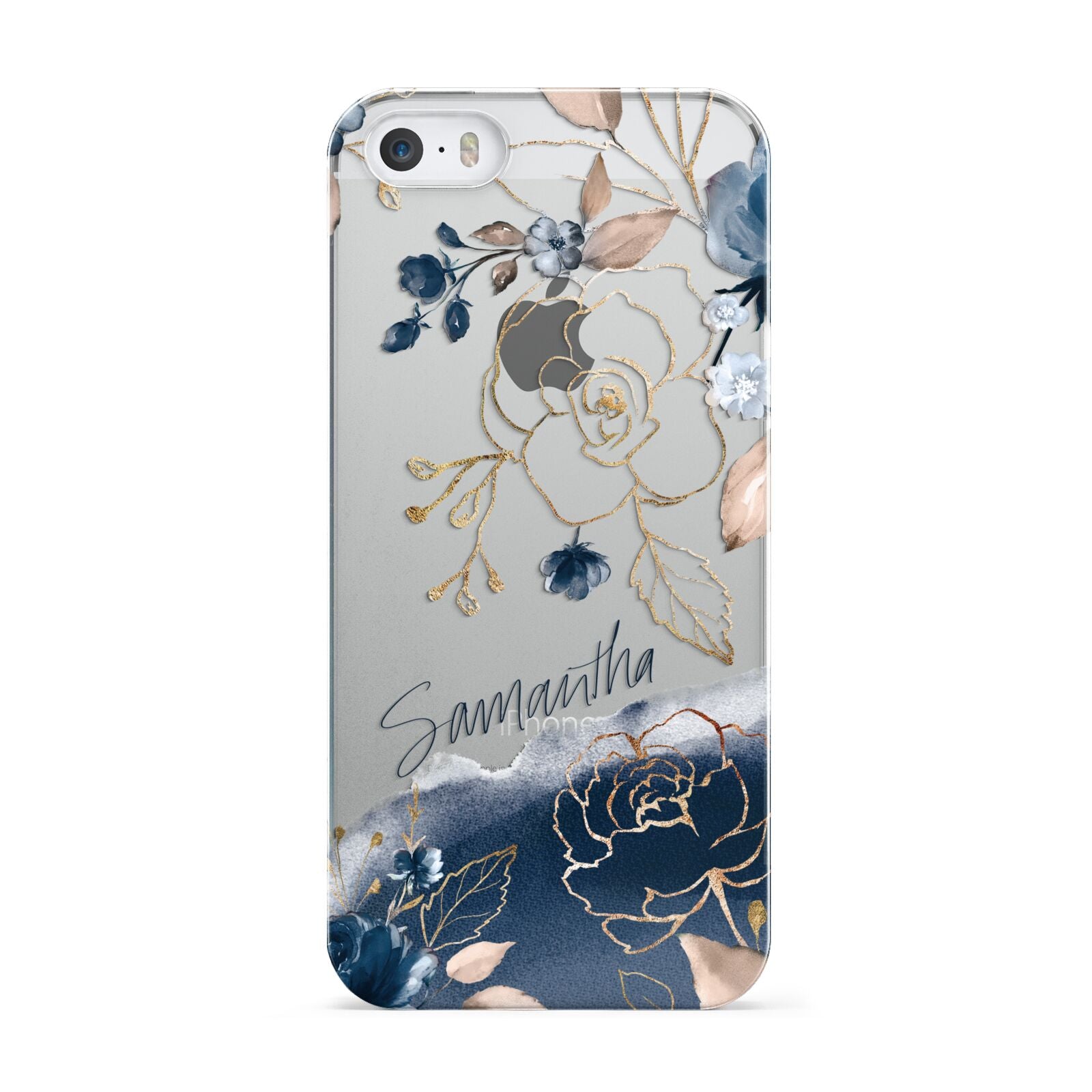 Personalised Gold Peonies Apple iPhone 5 Case