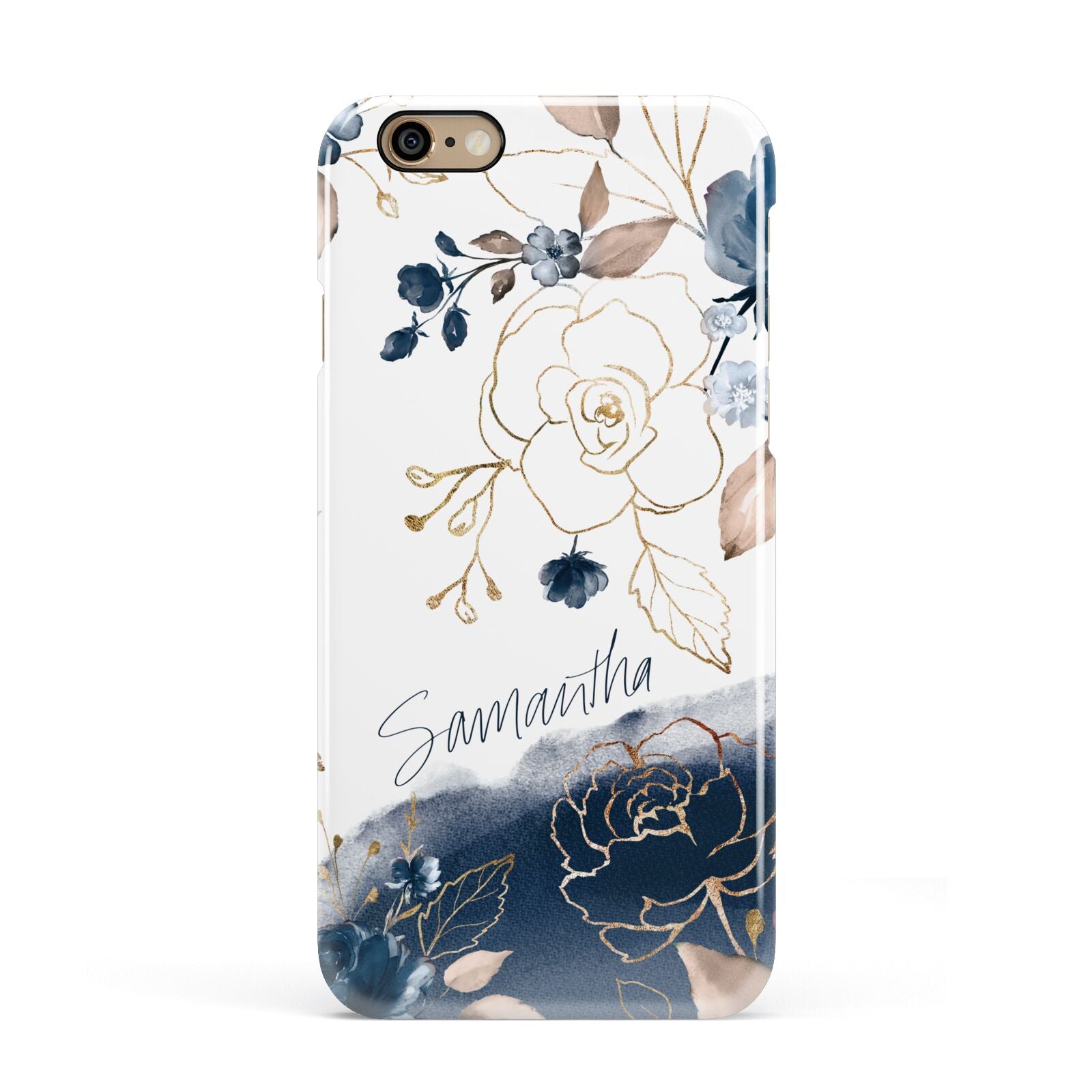 Personalised Gold Peonies Apple iPhone 6 3D Snap Case