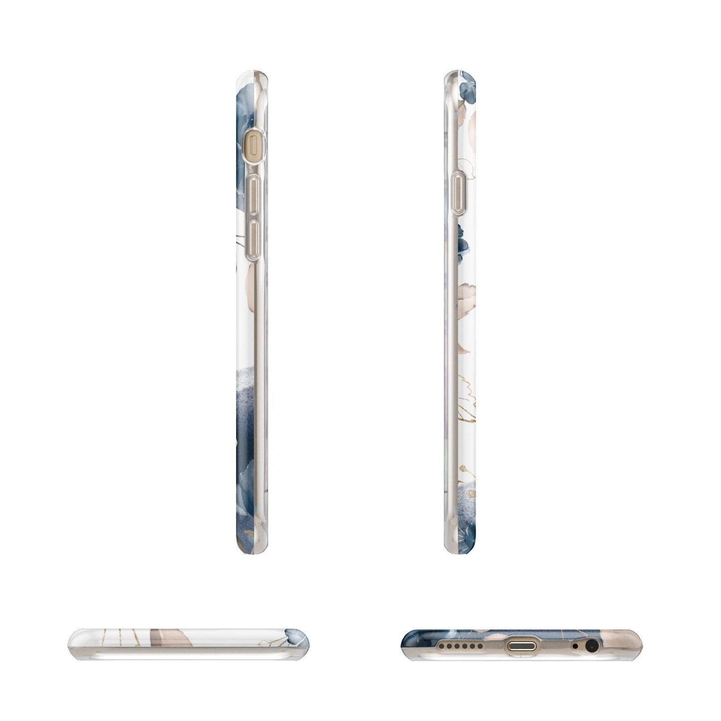 Personalised Gold Peonies Apple iPhone 6 3D Wrap Tough Case Alternative Image Angles