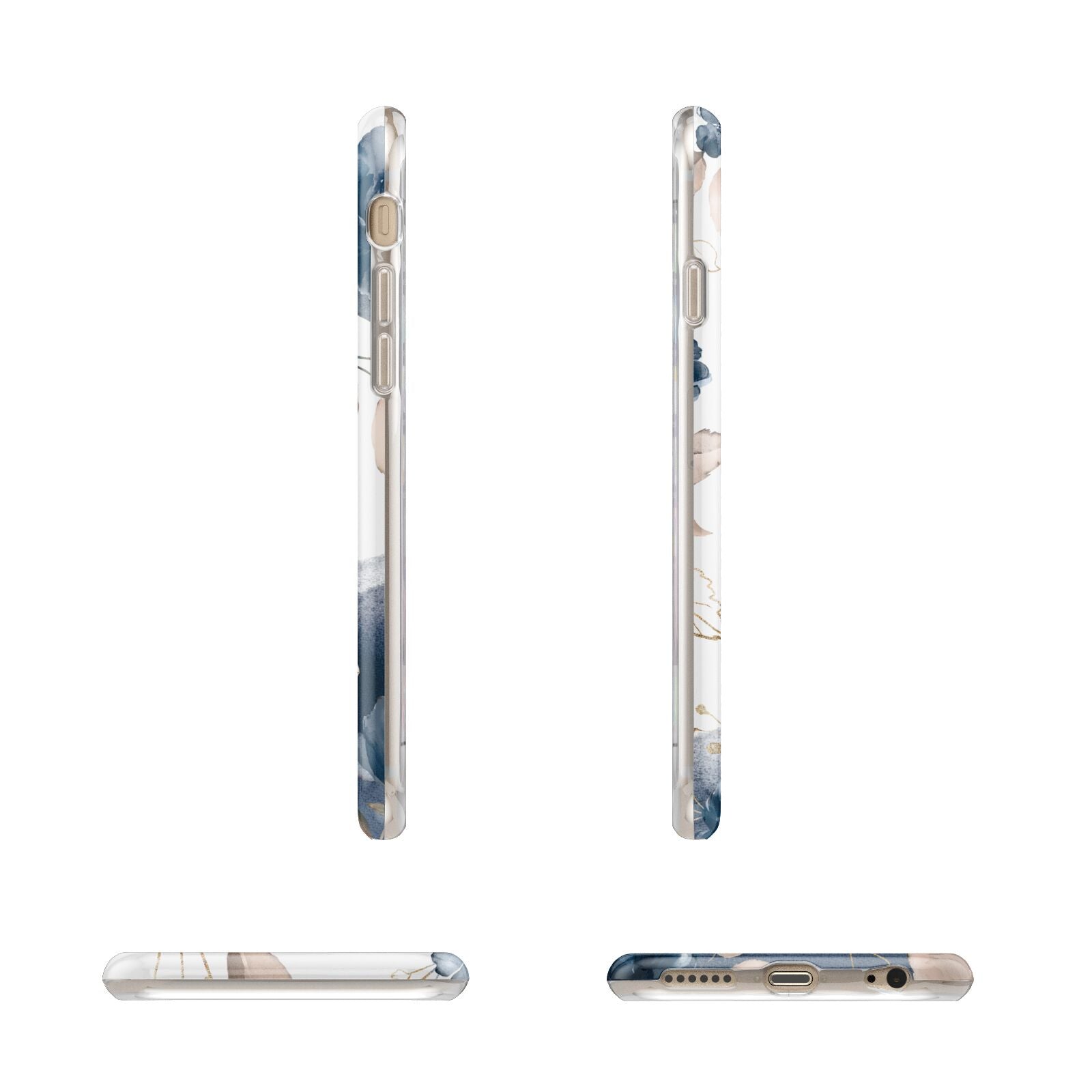 Personalised Gold Peonies Apple iPhone 6 3D Wrap Tough Case Alternative Image Angles