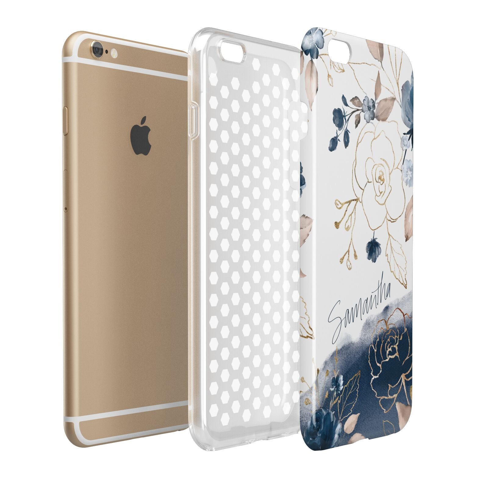 Personalised Gold Peonies Apple iPhone 6 Plus 3D Tough Case Expand Detail Image