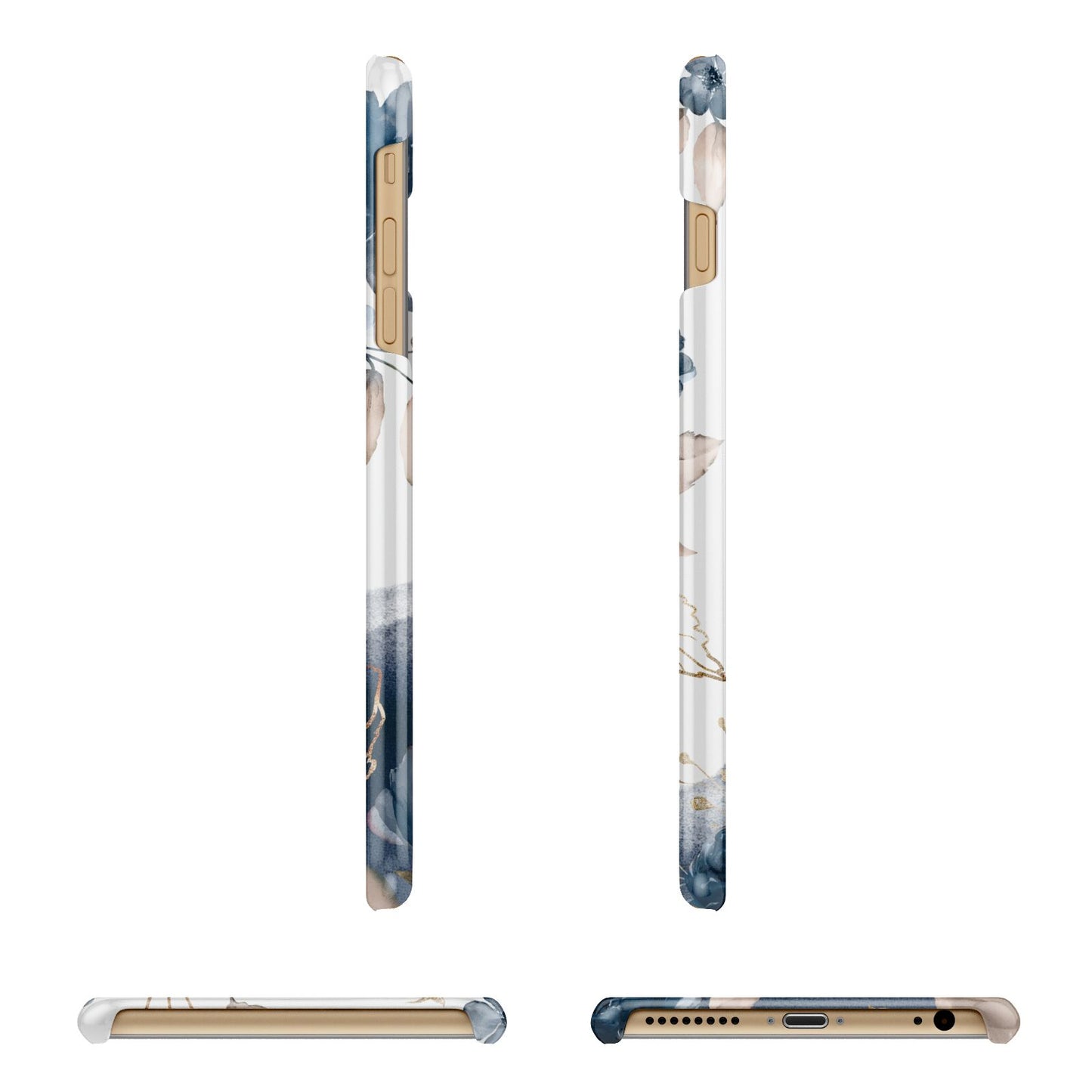 Personalised Gold Peonies Apple iPhone 6 Plus 3D Wrap Snap Case Angled Images