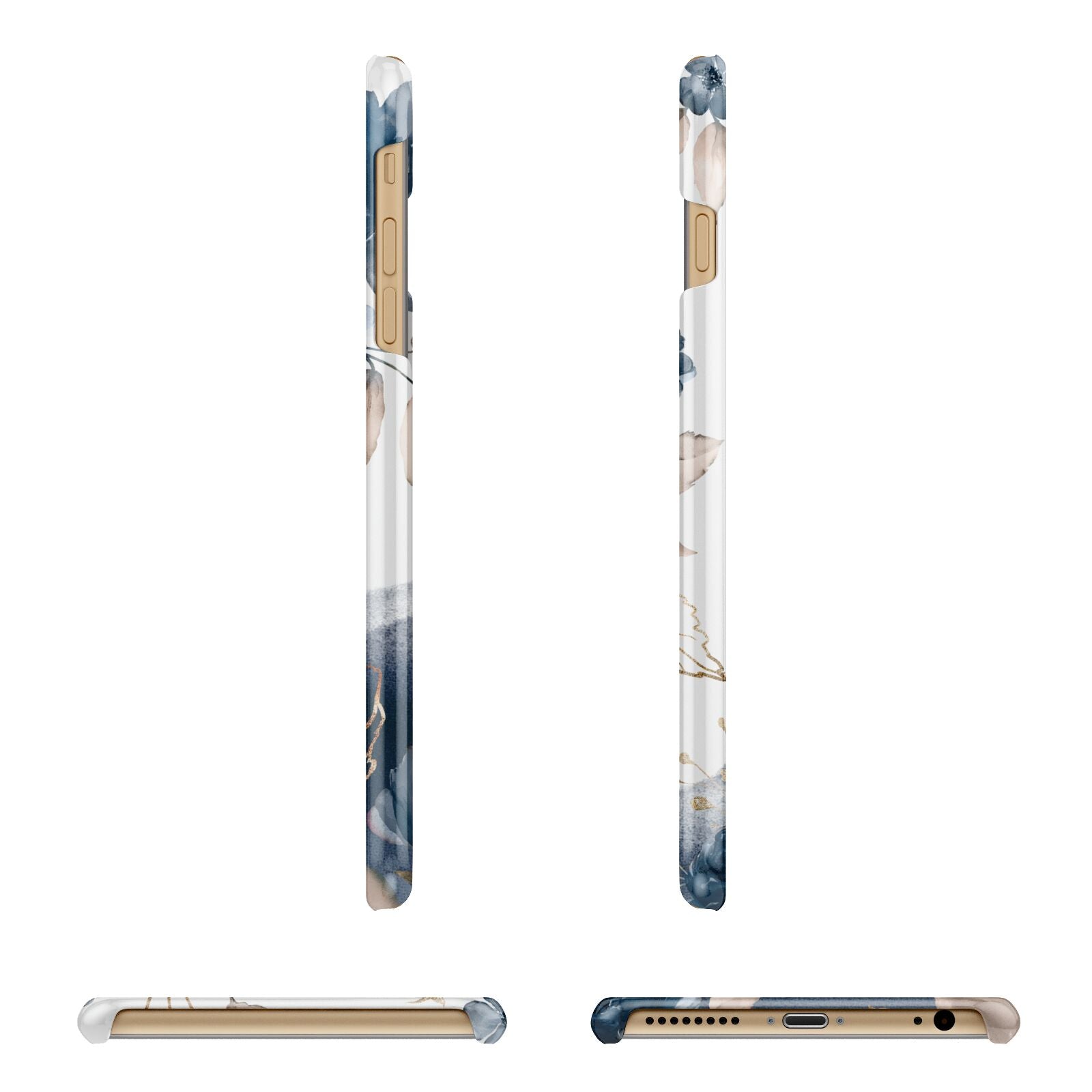 Personalised Gold Peonies Apple iPhone 6 Plus 3D Wrap Snap Case Angled Images