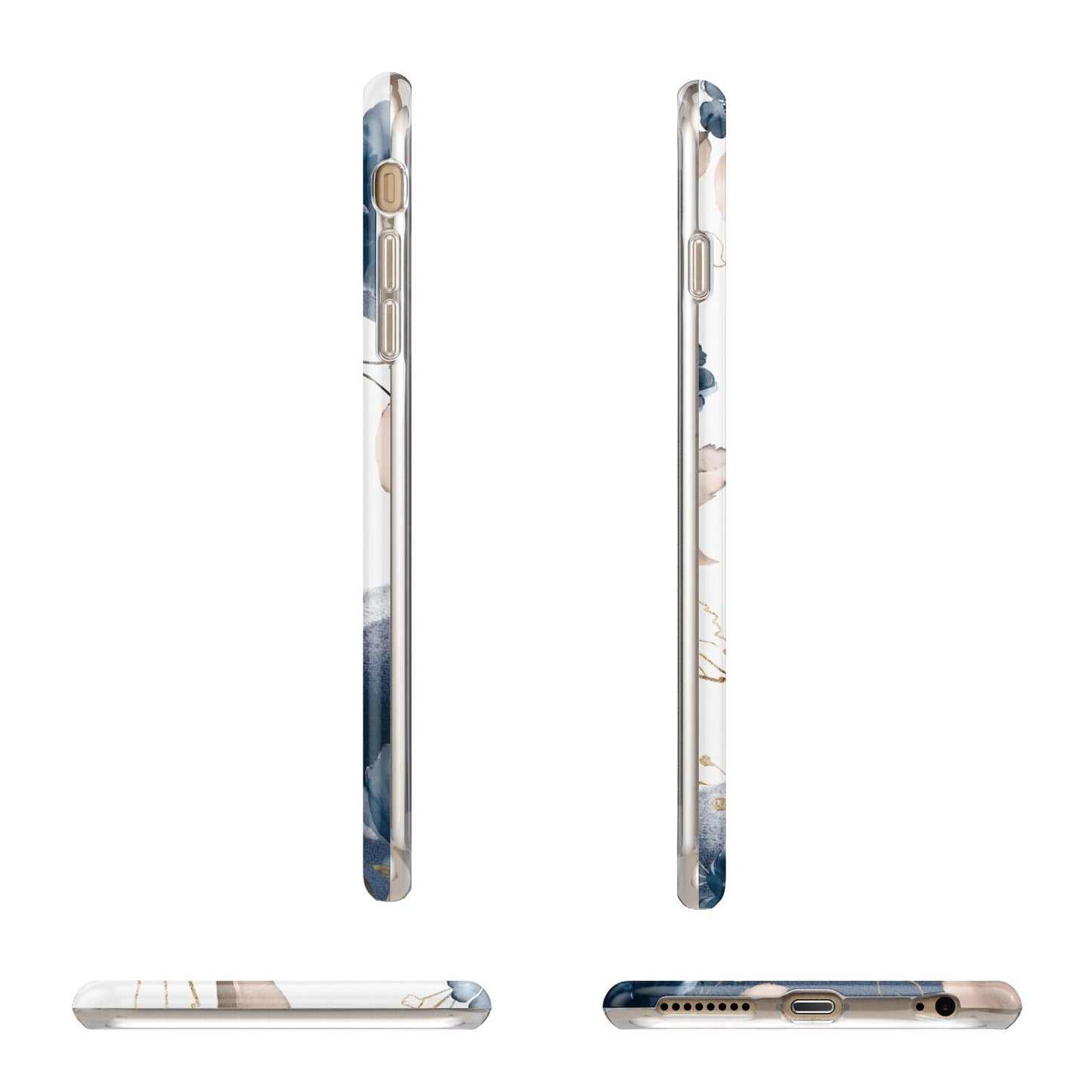 Personalised Gold Peonies Apple iPhone 6 Plus 3D Wrap Tough Case Alternative Image Angles