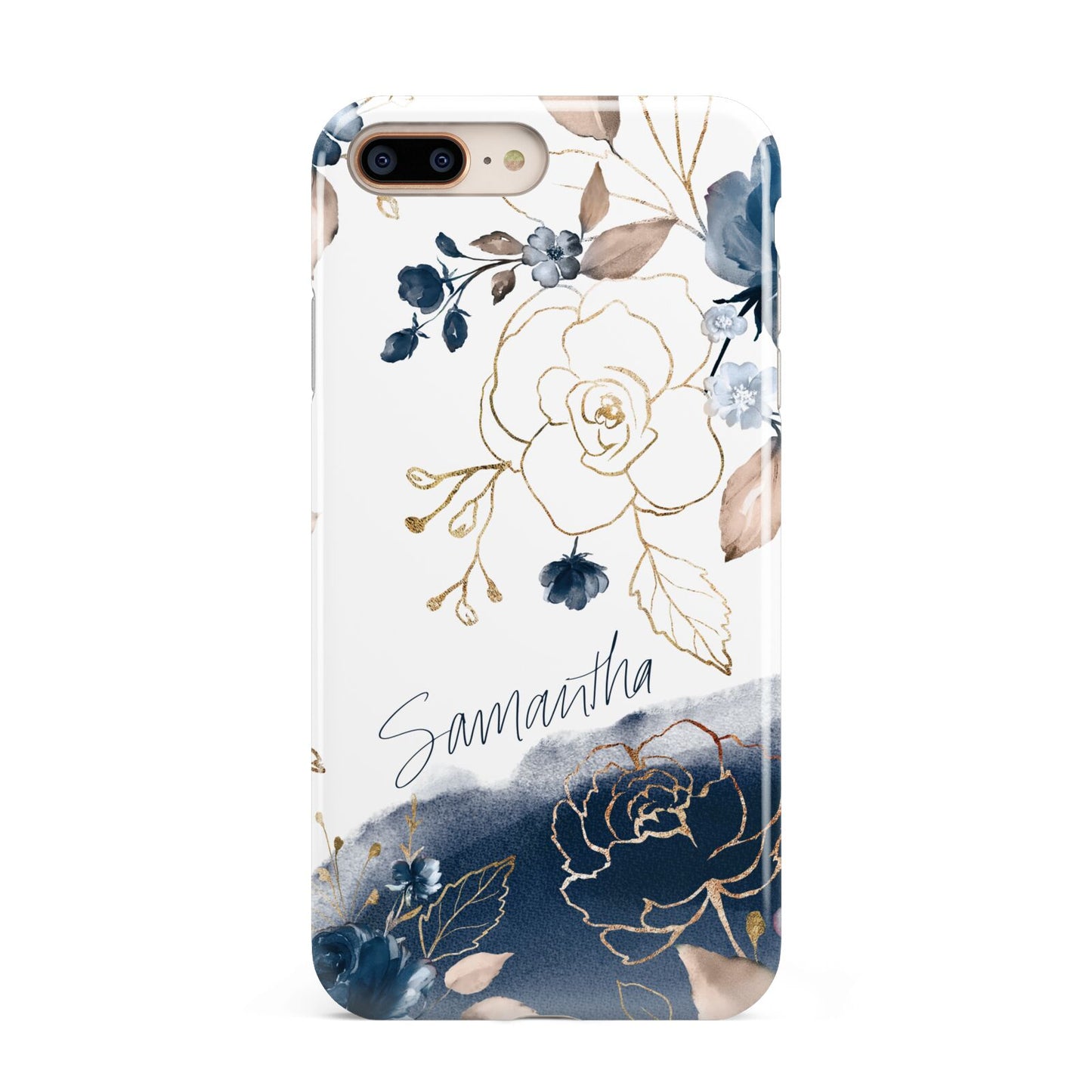Personalised Gold Peonies Apple iPhone 7 8 Plus 3D Tough Case