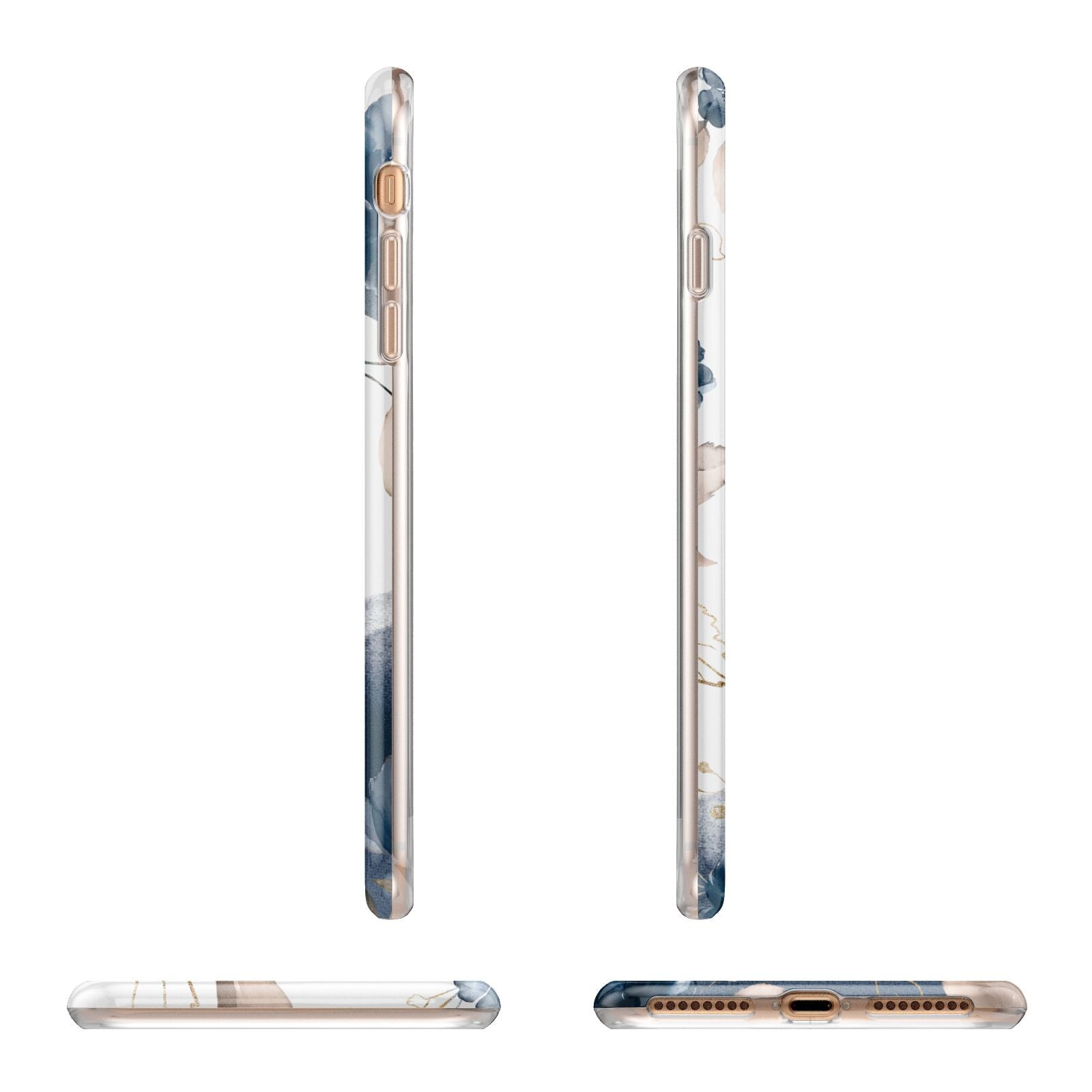 Personalised Gold Peonies Apple iPhone 7 8 Plus 3D Wrap Tough Case Alternative Image Angles