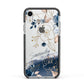 Personalised Gold Peonies Apple iPhone XR Impact Case Black Edge on Silver Phone