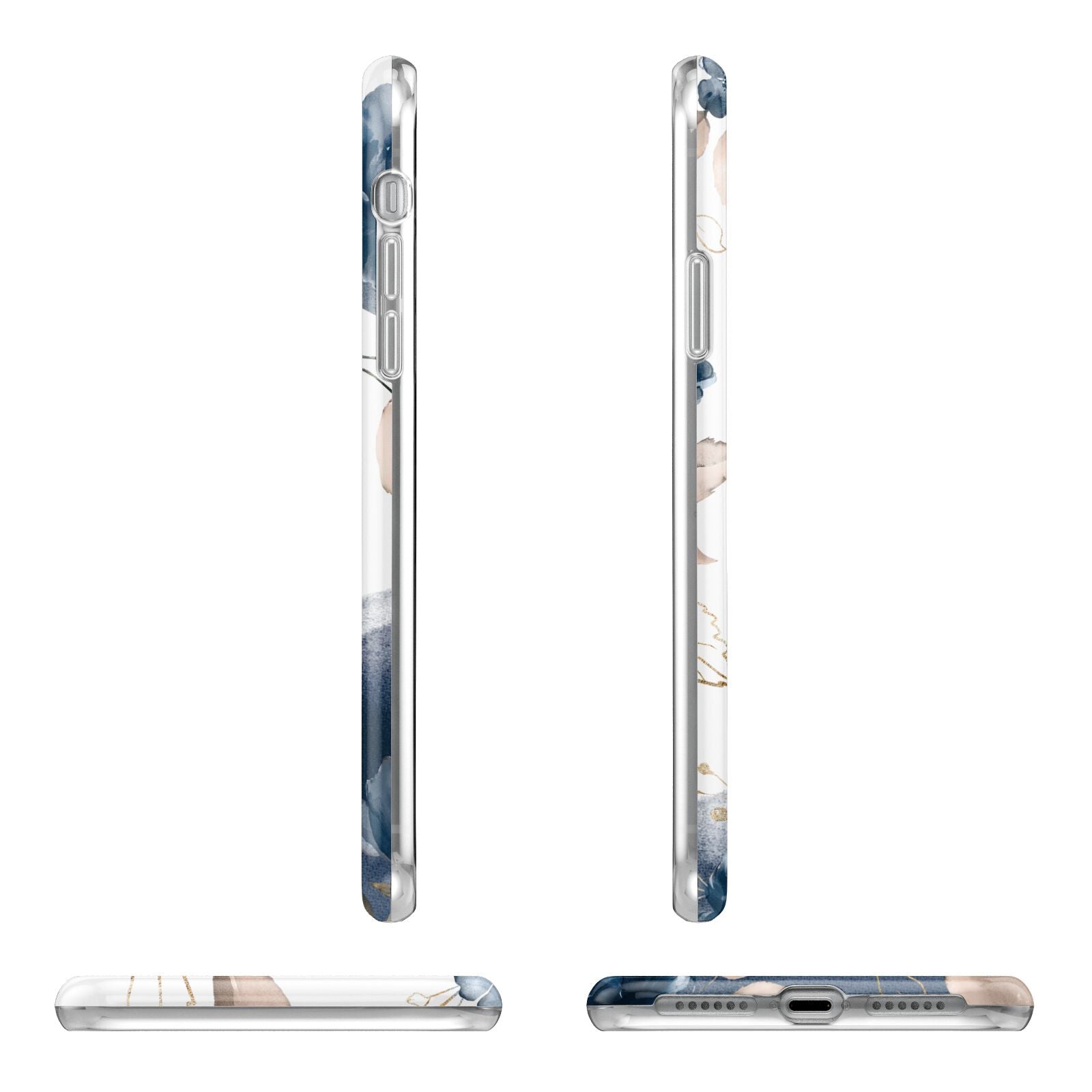 Personalised Gold Peonies Apple iPhone XR in White with 3D Wrap Tough Case Alternative Image Angles