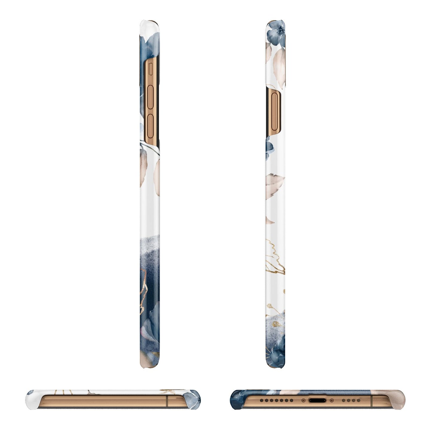 Personalised Gold Peonies Apple iPhone Xs Max 3D Wrap Snap Case Angled Images