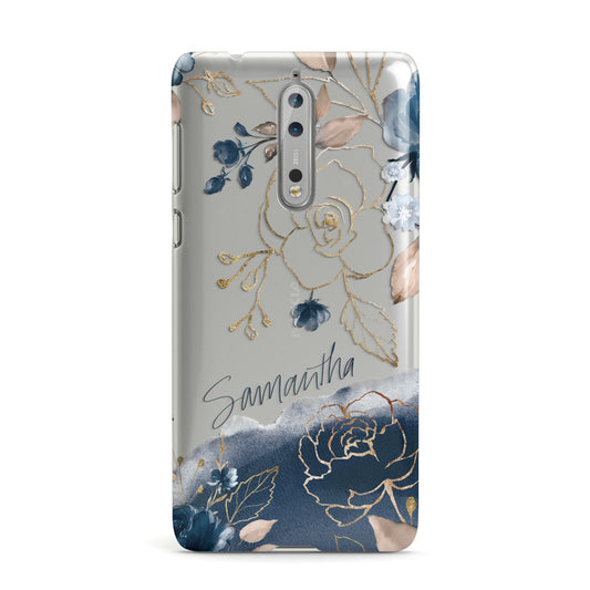 Personalised Gold Peonies Nokia Case