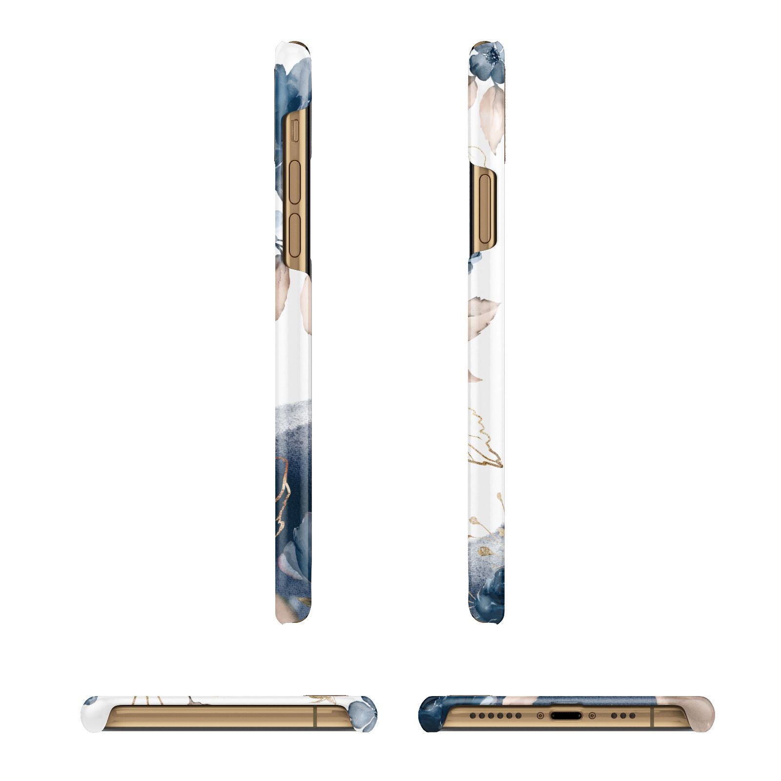 Personalised Gold Peonies iPhone 11 3D Snap Case Angle Images