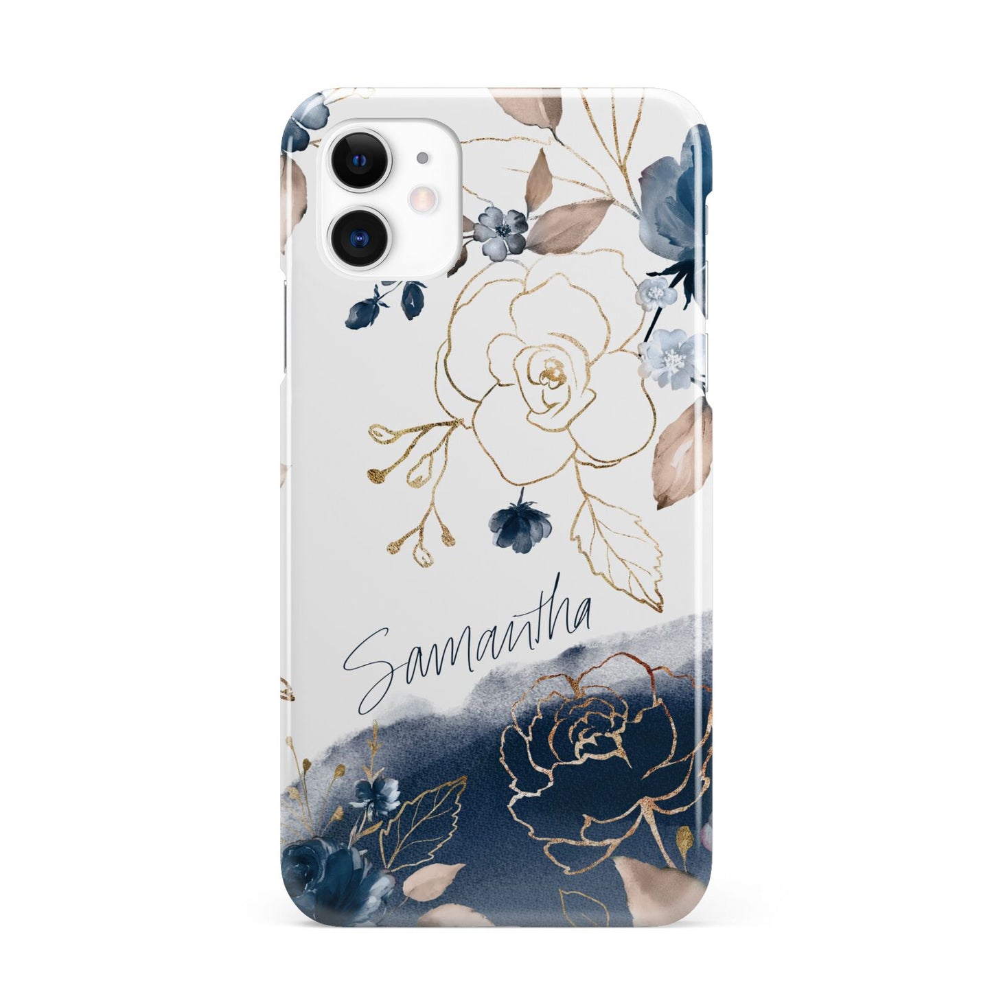 Personalised Gold Peonies iPhone 11 3D Snap Case