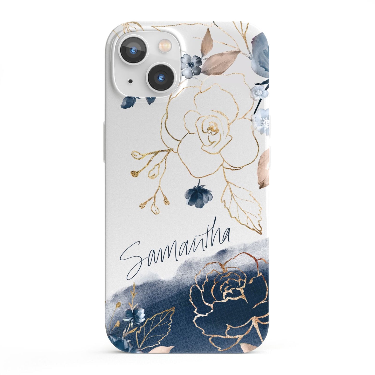 Personalised Gold Peonies iPhone 13 Full Wrap 3D Snap Case