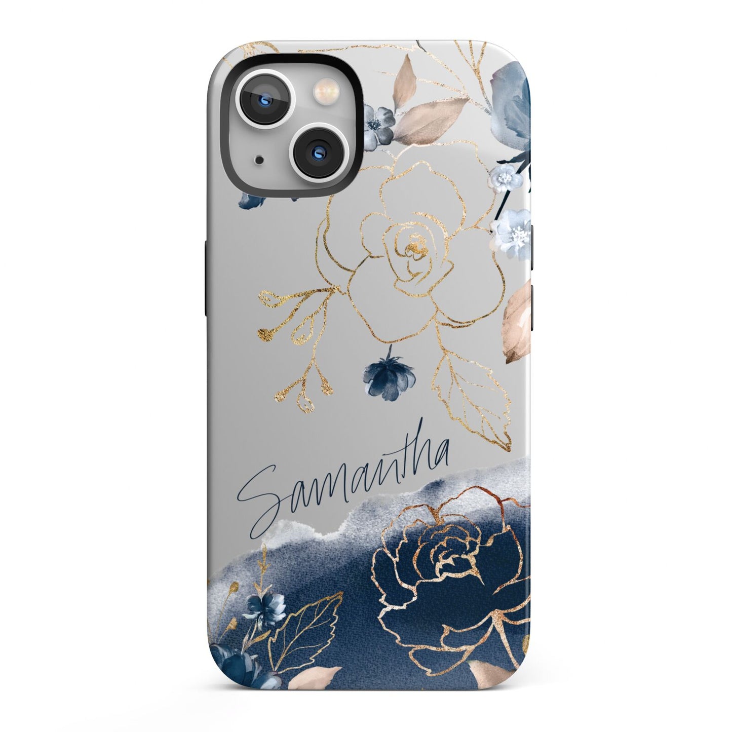 Personalised Gold Peonies iPhone 13 Full Wrap 3D Tough Case
