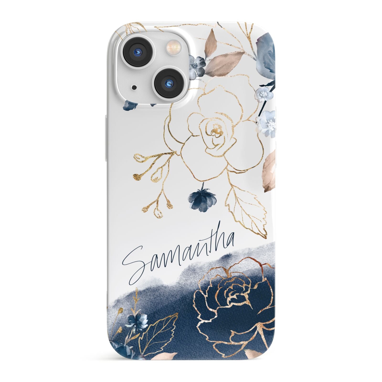 Personalised Gold Peonies iPhone 13 Mini Full Wrap 3D Snap Case