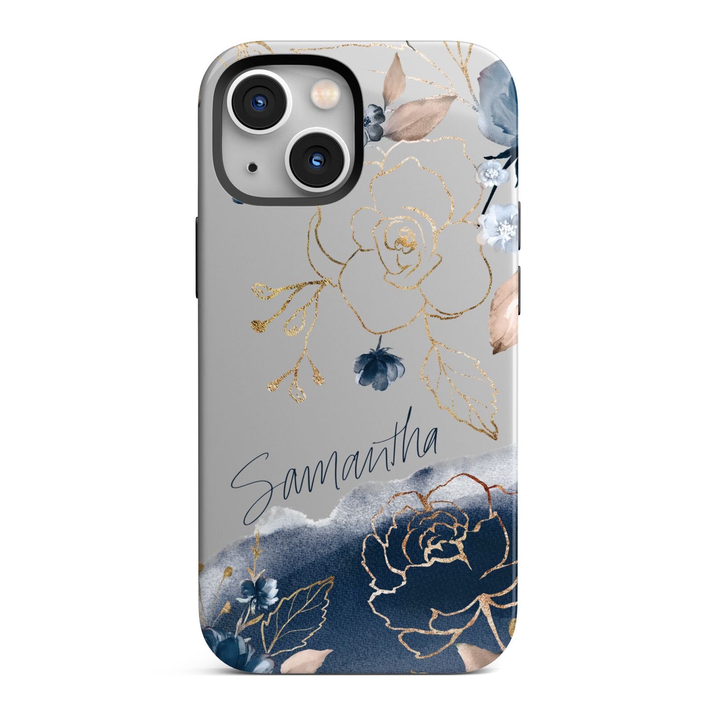 Personalised Gold Peonies iPhone 13 Mini Full Wrap 3D Tough Case